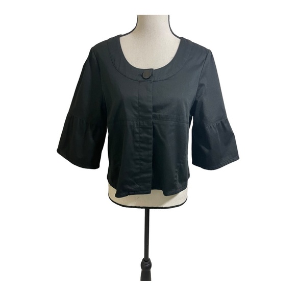 Sandro womens round neckline button down bell style sleeve shirt jacket medium P - Picture 9 of 10